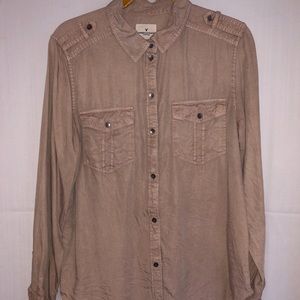 Blush Boyfriend-Fit Button Down Top